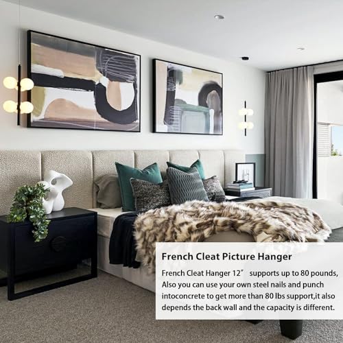 French Cleat Heavy Duty, Aluminum French Cleat, Headboard Wall Mounting Brackets with Screws, Heavy Mirror Mounting Hardware (12 Inch-2 Pairs, Support 80 lbs) - size: 12inch-2Pairs, style: Extra thick