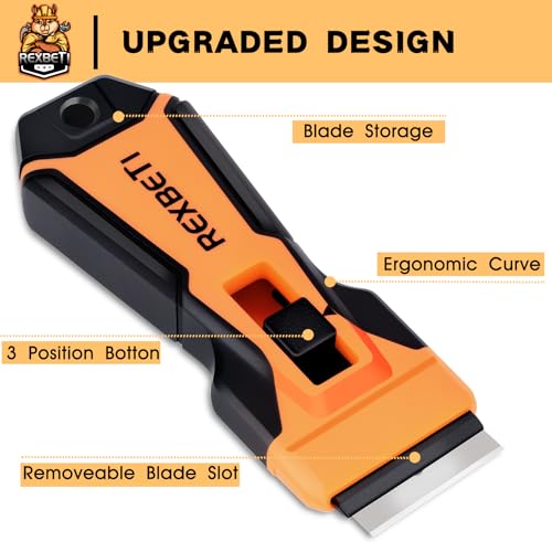 REXBETI Razor Blade Scraper Tool, 2 Pack Windows, Glass Stovetop Scraper - style: Upgraded 2 Pack