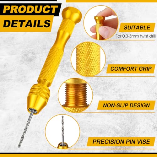 Zhehao 59 Pcs Hand Drill Bits Set Micro Drill Bit Set for Crafts, Gold - color: Gold