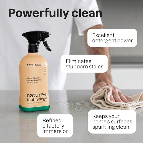 ATTITUDE Kitchen Cleaner Spray, EWG Verified, Degreaser Spray to Cut Grease & Grime, Plant-Based & Vegan, Lavender & Rosemary, 26 Fl Oz - size: 26 Fl Oz (Pack of 1)