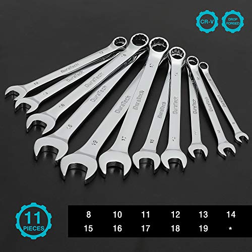 DURATECH Combination Wrench Set, Metric, 11-Piece, 8-19mm - size: Set (8 mm to 19 mm)