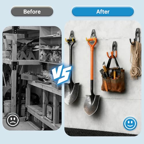 GeeWatom 2 Pack Garage Storage Utility Hooks，Garage Garden Tool Organizer，Steel Wall Mount Hooks, Garden Small U Hooks (Yellow) - color: Yellow