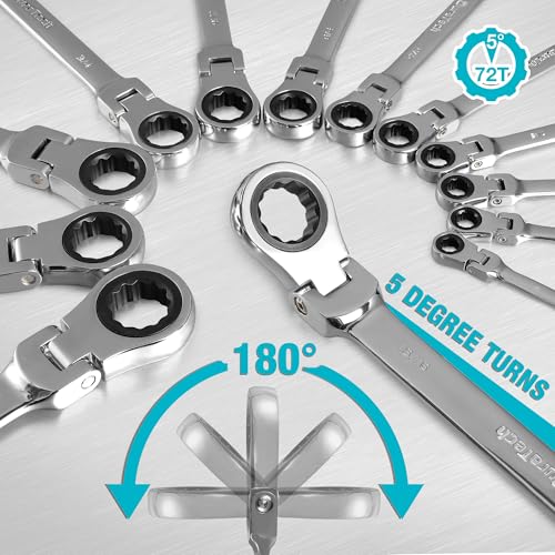 DURATECH Flex-Head Ratcheting Combination Wrench Set, SAE, 13-piece - style: 13-Piece Set
