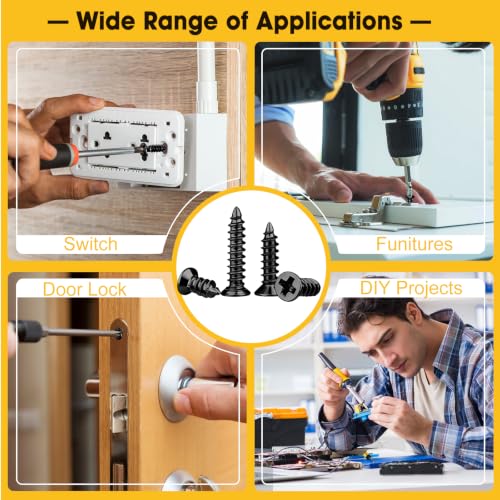 1200Pcs M2,M2.5,M3 Phillips Flat Head Small Self Tapping Screws - color: Black 1200Pcs M2-M3 Phillips Flat Head Screws