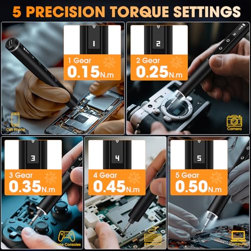 TanSon Mini Electric Screwdriver, Cordless Small Precision Screwdriver Set - color: 50 Black
