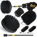 Holikme 6Pack Drill Brush Power Scrubber Cleaning Brush Extended Long Attachment Set All Purpose Drill Scrub Brushes Kit for Grout, Floor, Tub, Shower, Tile, Bathroom Black - color: Black