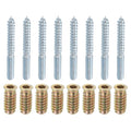 uxcell M6x60mm Hanger Bolts, 8pcs 31mm Wood Dowel Screw Self-Tapping Screw with 8pcs M6x24mm Threaded Insert Nuts Interface Hex Socket Drive, for Joint Furniture Legs