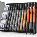 WUO 1.3mm Mechanical Pencil Set, 3 Pack Metal Mechanical Carpenter Pencils - color: Orange