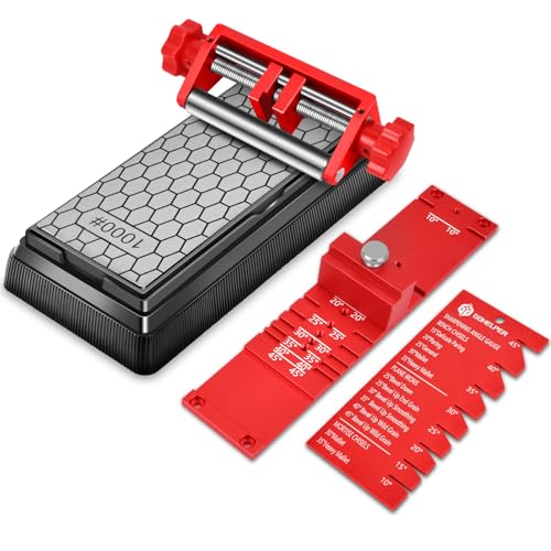 Chisel Sharpening Jig, Wood Honing Guide for Chisels and Planes Width 0.1" to 2.8" with Sharpening Angle Fixture, Angle Gauge from 10° to 45°(With 1 Sharpening Stone) - style: with 1 Sharpening Stone
