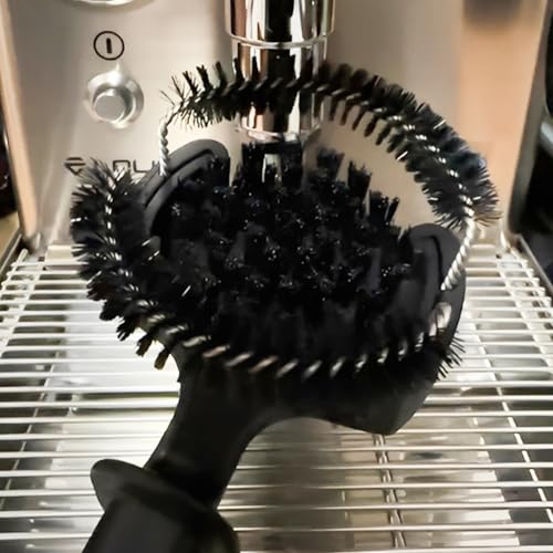 2Pcs Espresso Machine Cleaning Brush, Espresso Machine Group Head Cleaning Brush, Detachable 360° Nylon Bristles Espresso Machine Cleaning Tool for 58mm Coffee Machine Grouphead - color: Black 2pcs