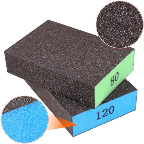Romeda 8-Pack Sanding Sponge, Four Grits Per Pack 60/80/120/220, Washable and Reusable Handmade Sandpaper Block, Drywall Sandpaper Blocks for Wooden Drywall Sheetrock and Metal Glazing - color: 60/80/120/220 Grits, size: 8-Pack