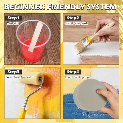 20PCS Paint Brush and Roller Set,Small Paint Roller Set Sponge Applicators, Tray Liner, Mixing Cups & Sticks, Painting Supplies for Cabinet Furniture, DIY All-in-One Paint Tools (2 Inch)