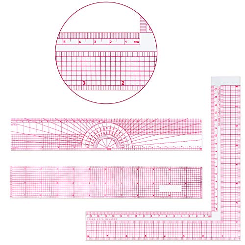 Frienda 6 Pcs Clear Plastic Sewing Rulers Set, Beveled Inch Metric Scales
