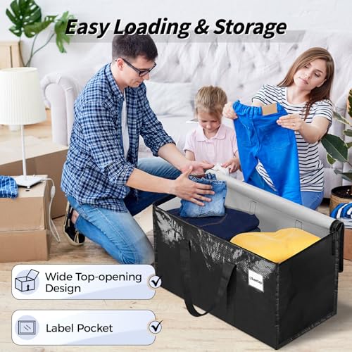 8 Pack Extra Large Clothes Storage Bins with Lids, Moving Bags,Black - color: Black, size: 8 Pack