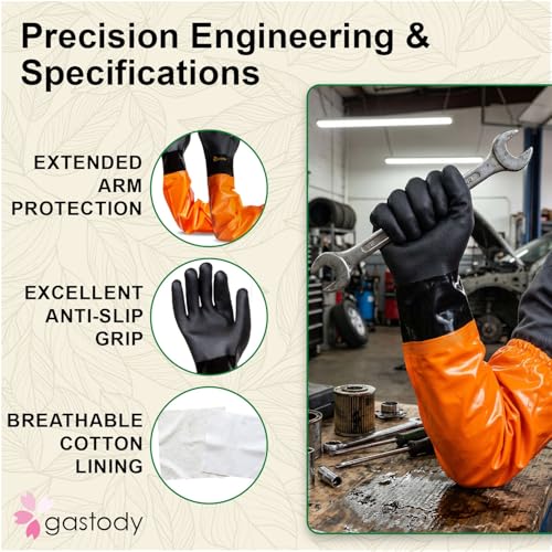 Gastody™ - Chemical Resistant Gloves, Reusable,Heavy Duty Safety Work Gloves,Resist Acid,Oil,Alkali - S-M-L-XL-XXL Size - size: Large, style: Extra-long 27.5"