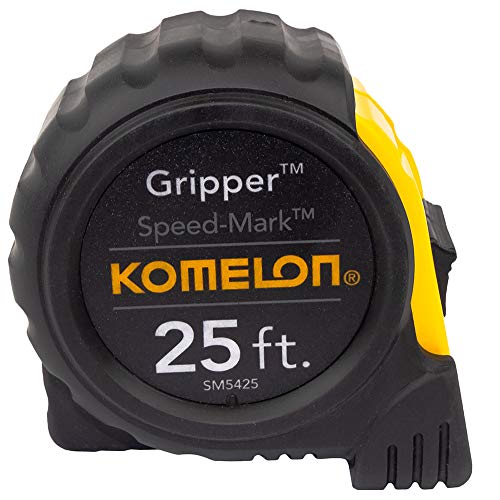 Komelon SM5425 Speed Mark Gripper Acrylic Coated Steel Blade Measuring Tape, 1-Inch X 25Ft , White - size: 7.6 m, style: Tape