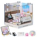 Miniature House Cozy Bedroom DIY Kit with Acrylic Display Case - color: Small - Bedroom, size: Small