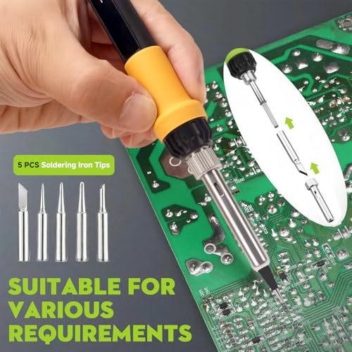 LDK 80W Soldering Iron Kit, 110V Digital Soldering Iron - color: Yellow