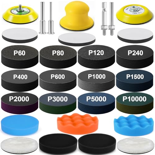 137Pcs 3 Inch Sanding Disc Polishing Kit, Headlight Restoration Kit - size: 3 Inch