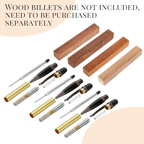 Colarr 12 Pack Woodturning Pen Kit Twist Ballpoint Pen Kit, Black - color: Black