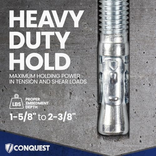 Conquest 304 Stainless Steel Wedge Anchors for Concrete 3/8” x 2-3/4” - size: 3/8" x 2-3/4"