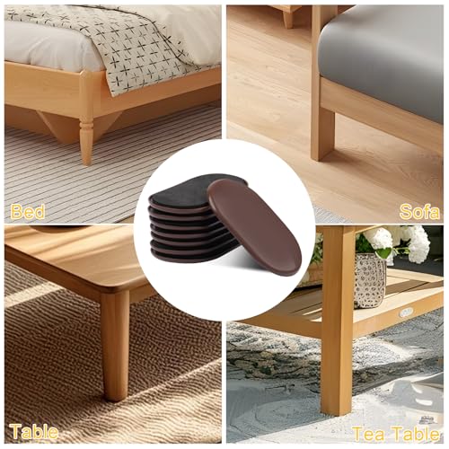 8PCS Furniture Sliders, 3-1/2" x 6" Furniture Movers Sliders on Carpet | Anti-Scratch & Labor-Saving, Reusable, Fits Round & Square Furniture Legs, Heavy Moving Pads for Sofa, Bed, Table & Desk - color: Brown (for Carpet)