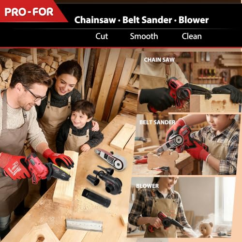 12V Brushless Combination Power Tool Kit, 3-in-1 Cordless Multi-Head System with Mini Chainsaw, Belt Sander, Blower, Interchangeable Heads for DIY & Home Workshop