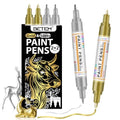 Betem 4 Gold Silver Oil Based Paint Pens, Permanent Fabric Paint Markers - color: 2 Gold & 2 Sliver