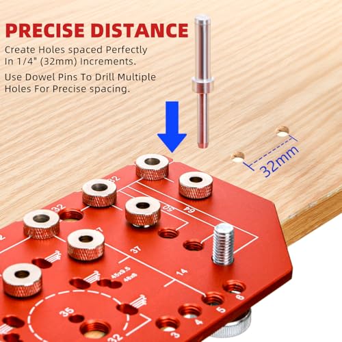 7 Holes Shelf Pin Jig and Hinge Jig, 1/4 Inch and 5mm
