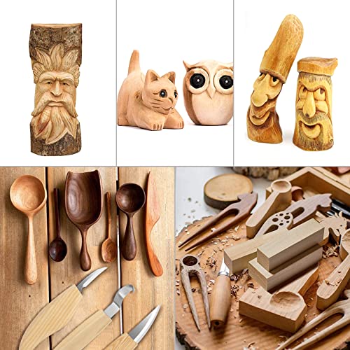 Wood Carving Kit 26pcs Wood Carving Tools Set with Wood Carving Knives Detail Knives Blocks Gloves Whittling Kit for Beginners Adults Kids Woodworking Tools for Spoon Bowl Kuksa Cup