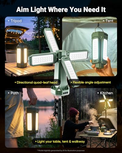 SakerNeo 20000mAh Rechargeable Camping Light with Stand,Portable Work Light - style: GREEN