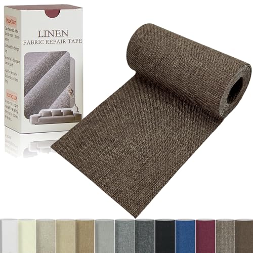 Gheeidau Linen Repair Tape 4x70 Inch Self-Adhesive Couch Patch Repair Fabric Patch for Furniture,Sofas,Cushion,Chairs,Bags,Linen Goods(Dark Brown) - color: Dark Brown