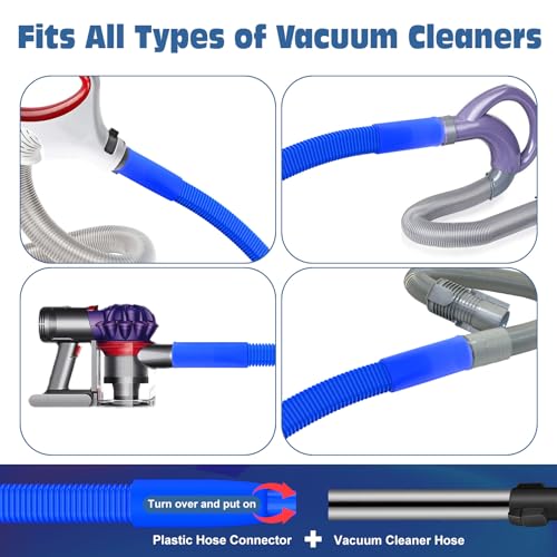 2Pcs Dryer Vent Cleaner Kit, Lint Brush & Universal Vacuum Hose Deep Blue | Upgraded Flexible Hose Design for Smooth Airflow Without Whistling Noise - color: Deep Blue