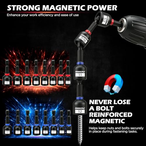 59-Piece Magnetic Nut Driver Bit Set, SAE and Metric Nut Drivers with Screwdriver Bits, Ratchet Wrench, Quick-Change Bit Holder and Storage Case for Automotive Repair, Home Repair and DIY Projects - color: 59 Pcs Compact Ratchet Kit(new Version)