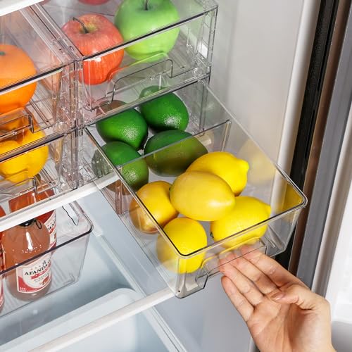 Vtopmart 2 Pack Stackable Clear Drawer with Dividers - size: 2Pack 4.4"H-with Dividers
