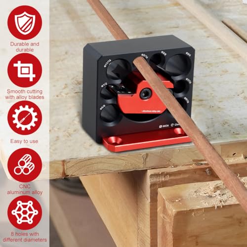 Dowel Maker Jig Kit, Imperial 5/16-3/4 inch Carbide Inserts Dowel Maker, 8 Holes Adjustable Dowel Cutter Plate, Aluminum Alloy Electric Drill Milling Dowel Round Rod Auxiliary Tool (8 Pcs) - color: 8 Pcs