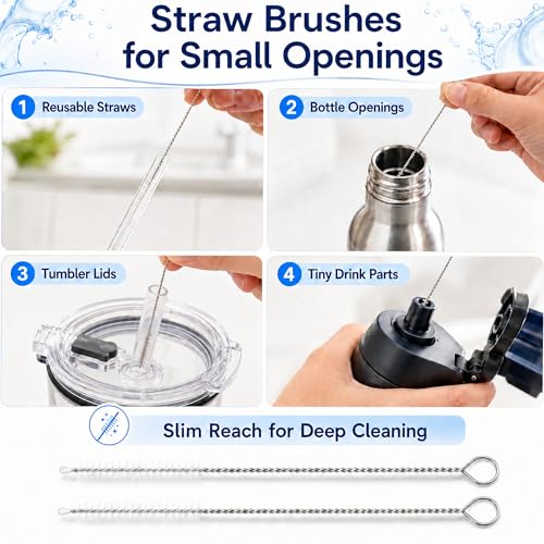 11Pcs Crevice Cleaning Brush Set, Hard Bristle Crevice Cleaning Brush Tool Kit, Thin Brush for Cleaning Tight Spaces, Gaps, Grout, Sink, Bathroom, Kitchen, Window Tracks, Bottles, Straws, with Scraper