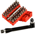 34pcs Security Bit Set 1/4 Inch Hex Shank Screwdriver Bit Set,Tamper Proof Bits-Torx+Hex+Tri Wing+Star+Spanner for Torx Security Screwdriver Set,High Hardness Impact Driver Bit Set(Red+Wrench) - color: Red+wrench