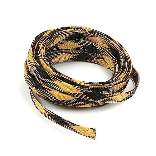 Othmro 5m/16.4ft PET Expandable Braid Cables Sleeving Flexible Wire Mesh Sleeve Black Yellow,for TV Audio PC Cords Protect from Pets Chewing - color: Black Yellow, size: 12mmx5m