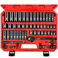 WETT 50Pcs 3/8" Drive Impact Socket Set, SAE/Metric, Deep/Shallow Sockets, with Adjustable Ratchet Handle, Extension Bar, Universal Joint, Adapter & Reducer, Cr-V Steel,(5/16"-3/4", 8-22mm) - size: 3/8" Drive Impact Socket Set (50pcs)