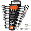 HORUSDY 15-Piece Metric Wrench Sets, Premium Combination Wrench Set Metric 8-22mm, Max Torque, 12-Point, Chrome Vanadium Steel, with Storage Rack - style: 15-Piece Metric Wrench Set