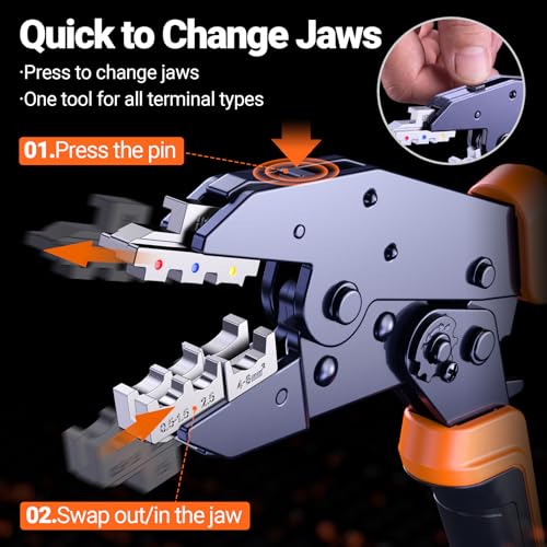 Preciva Crimping Tool Kit with 6PCS Crimping Die, Wire Stripper, 285PCS Terminals, for Heat Shrink, Insulated, Open Barrel, Ferrule, Circlip & Solar Connectors - size: 285