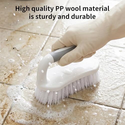 2 Pack Heavy Duty Scrub Brush for Cleaning, Stiff Bristle Cleaning Brushes with Ergonomic Grip for Bathroom Shower Kitchen Sink Carpet Bathtub Tile Floor, Multi-Purpose Household Scrubber Brush