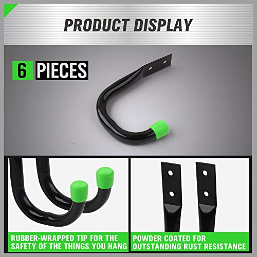 SWANLAKE Heavy Duty Garage Storage Utility Hooks, Utility Hooks for Garage Wall,Color Black (6PCS) - color: Green