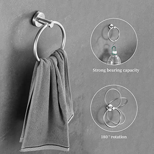 Brushed Nickel Bathroom Hardware Set, 24 Inch Towel Bar Set 10 Pieces Bathroom Accessories Set Includes Includes 2 Packs 24 Inch Towel Bar, Towel Ring, Toilet Holder and 4 Packs Towel Hooks - color: Brushed Nickel-10pcs-24inch