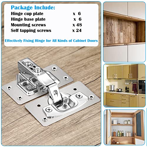 12-Pack Stainless Steel Cabinet Hinge Repair Kit - Door Hinge Repair Plate With Mounting Screws