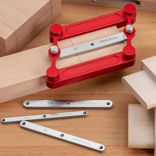Center Finder Gauge Woodworking Set- Interchangeable Marking Rods for Self Centering Doweling Jig, Joinery Hole Drill Guide, Positioner Locator Tool