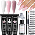 Fcozpjk Poly Gel Nail Kit White Mauve Nude Pink Builder Extension Gel Set - color: 4colors-pink-nude