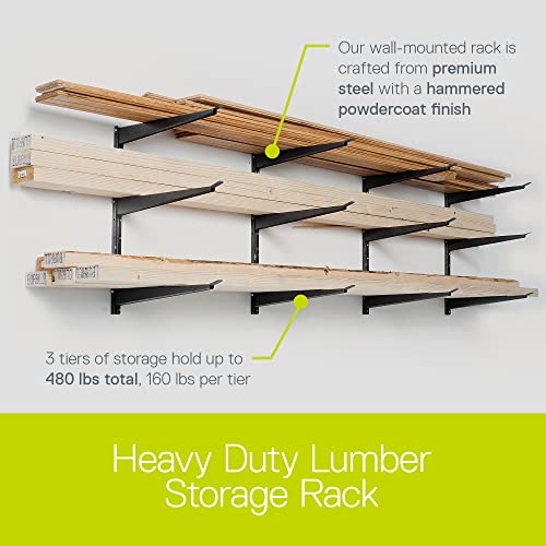 Delta Heavy Duty Wood and Lumber Storage Rack, Holds Up To 480 lbs - Easy to Install Mounted Rack With Steel Construction for Indoor & Outdoor Storage Solution For Garage, Basement & Pantry Cycle - style: 3-Tier Heavy Duty Rack