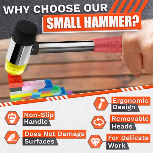 Small Pink Rubber Mallet Hammer 1", 25mm, Double Faced Non Marring Head - color: Pink